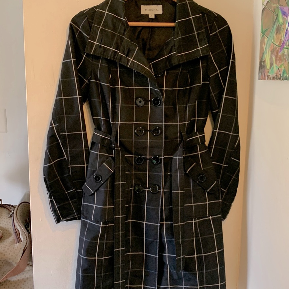 Merona plaid trench coat size S